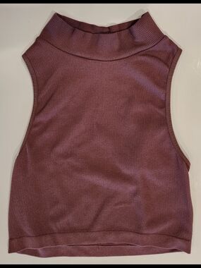 Bozzolo Mauve Ribbed Mock Neck Crop Tank Soft Stretchy Women's Small/Medium